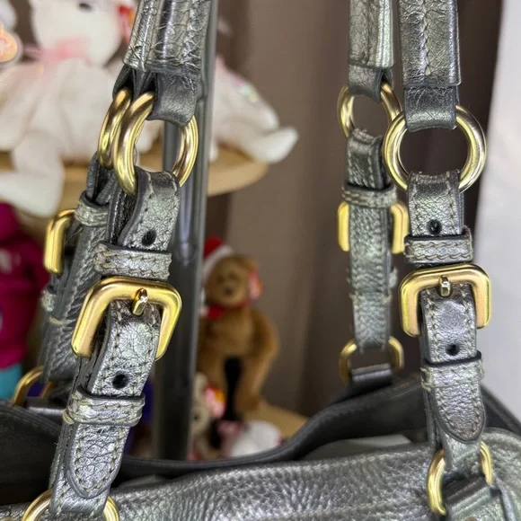 💥PRADA - Silver Metallic Vitello Daino Leather Shoulder Bag BN1346 - 136U894 - Picture 7 of 17